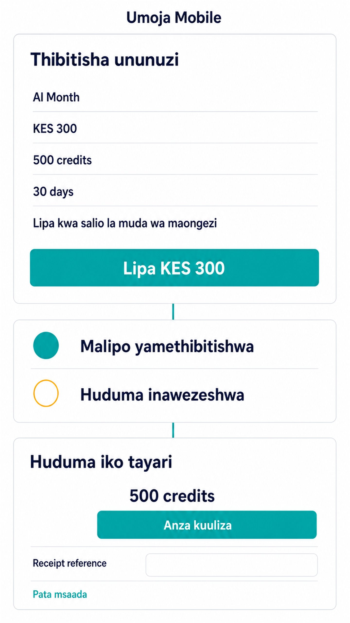 Purchase and activation reference